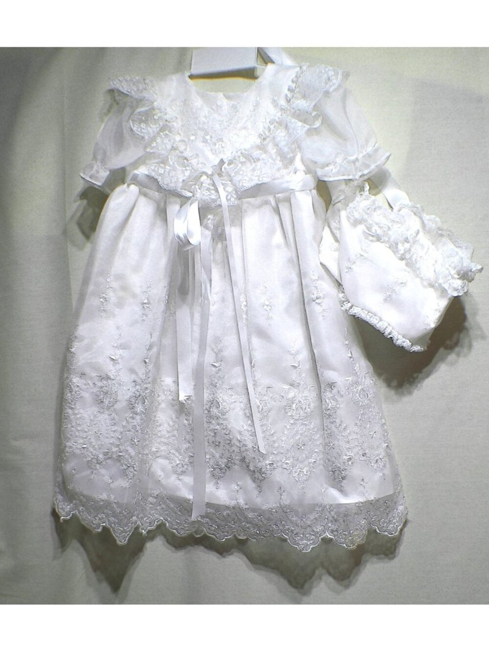 Christening Gown Hat Bonnet Baptism Baby Girl 6-9 Months Dress
